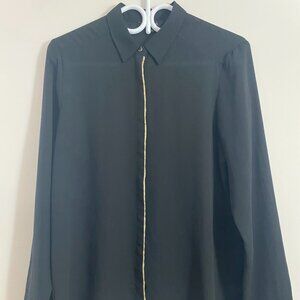 RW&Co Black Sheer Blouse with Gold Detail, M